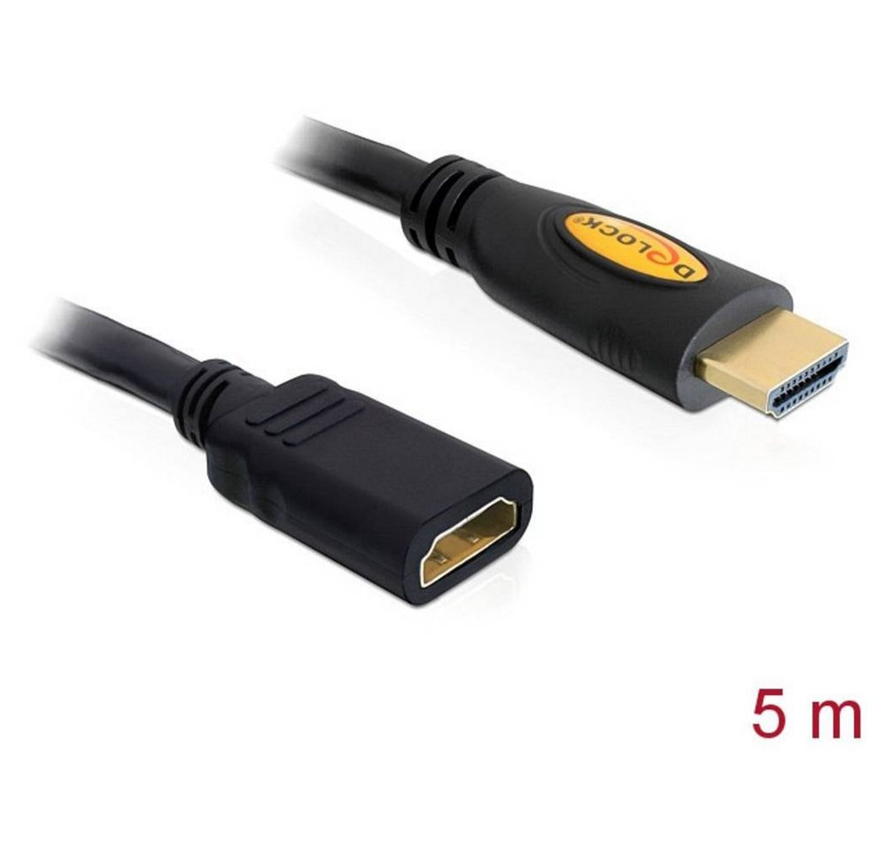 Delock Verlängerungskabel High Speed HDMI mit Ethernet HDMI-Kabel, (5.00 cm), vergoldete Steckkontakte von Delock