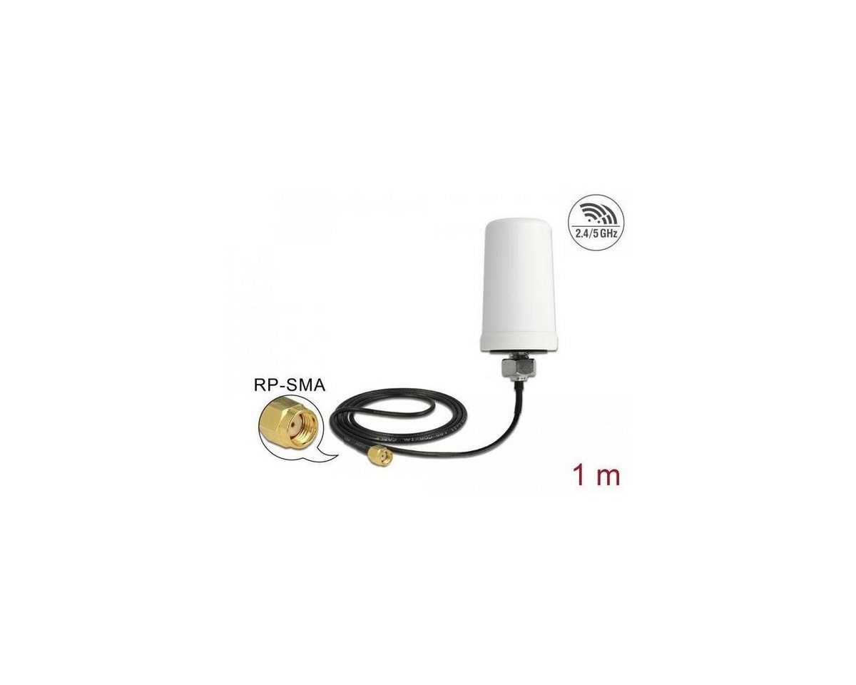 Delock WLAN Antenne RP-SMA 1,4-3 dBi omni mit ULA 100 1 m weiß outdoor WLAN-Antenne von Delock