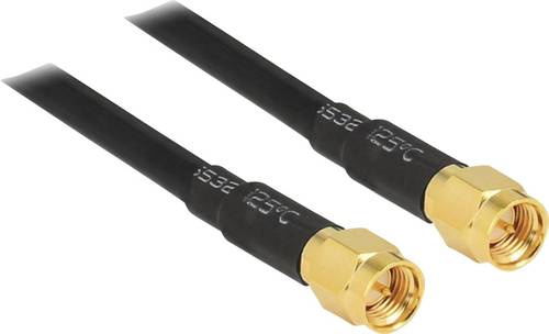 Delock WLAN-Antennen Anschlusskabel [1x SMA-Stecker - 1x SMA-Stecker] 2.00m Schwarz vergoldete Steck von Delock