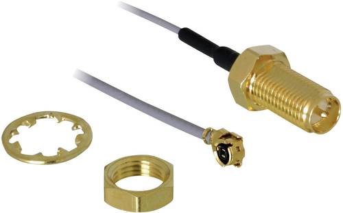 Delock WLAN-Antennen Verlängerungskabel [1x IPEX-Stecker - 1x RP-SMA-Buchse] 20.00cm Grau vergoldet von Delock