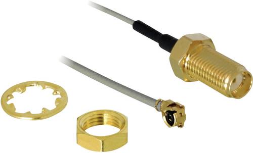 Delock WLAN-Antennen Verlängerungskabel [1x IPEX-Stecker - 1x SMA-Buchse] 20.00cm Grau vergoldete S von Delock