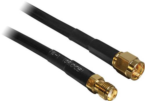 Delock WLAN-Antennen Verlängerungskabel [1x SMA-Stecker - 1x SMA-Buchse] 2.00m Schwarz vergoldete S von Delock