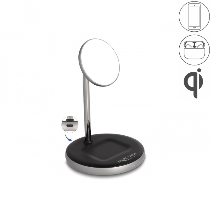 Delock Wireless Charger 2 in 1 mit 5W / 7,5W / 10W / 15W - Qi von Delock