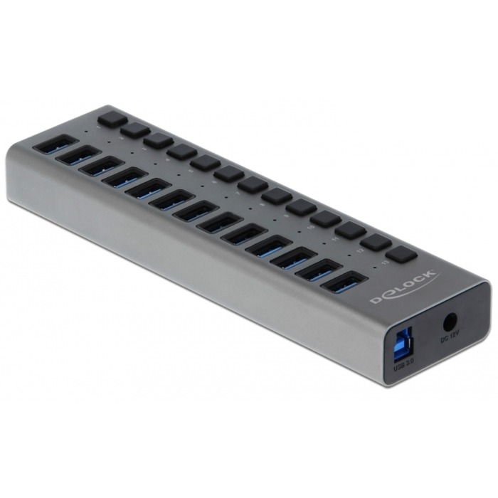 Externer SuperSpeed USB Hub mit 13 Ports + Schalter, USB-Hub von Delock