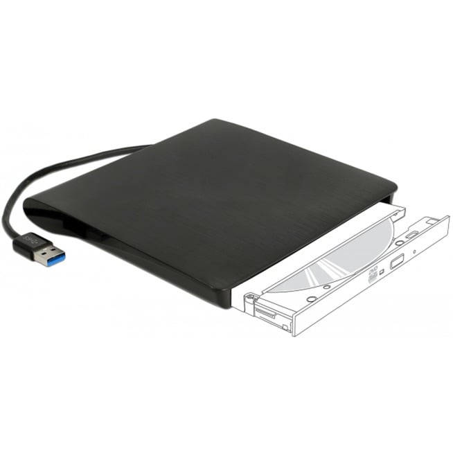 Externes Gehäuse für 5.25″ Ultra Slim SATA Laufwerke 9,5 mm zu USB Typ-A Stecker, Laufwerksgehäuse von Delock