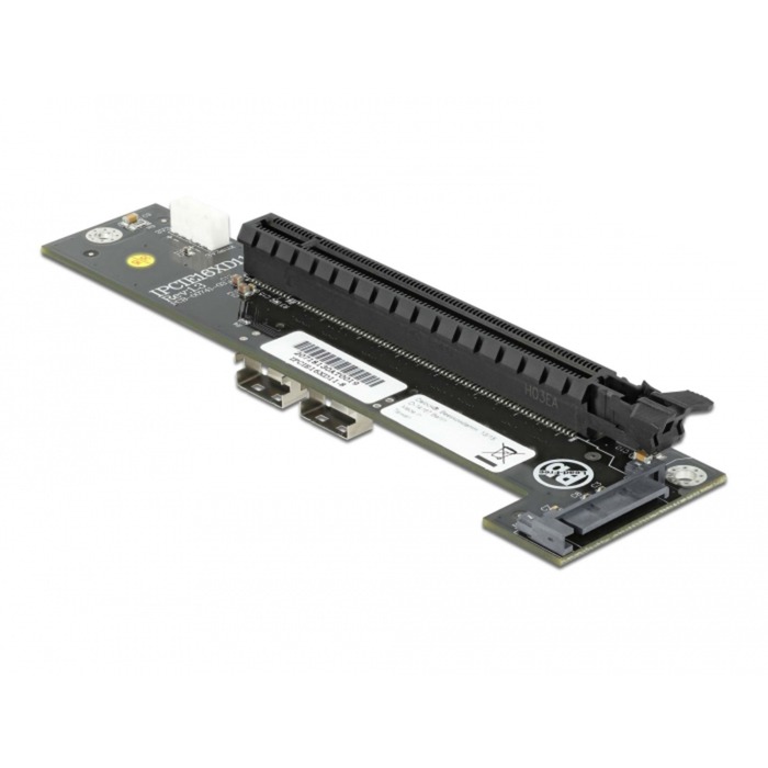 Konverter 2 x SFF-8654 zu PCIe x16 Bifurkation, Schnittstellenkarte von Delock