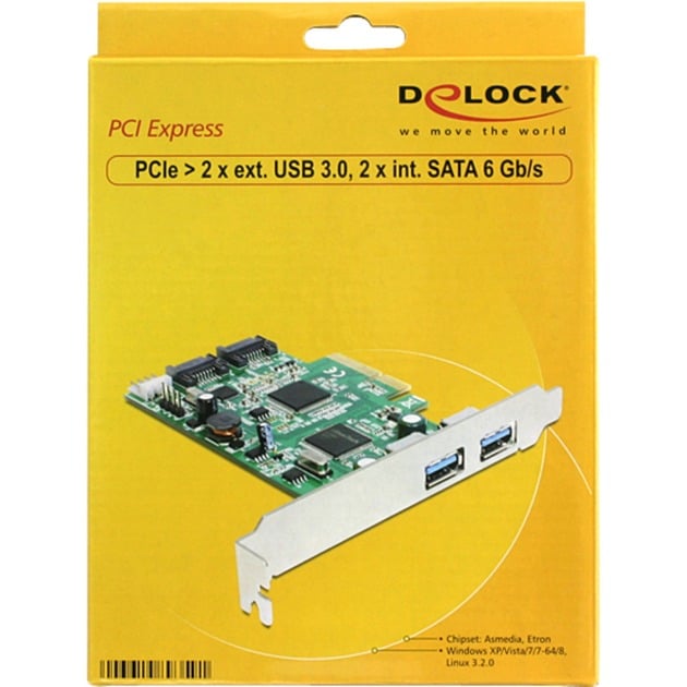 PCI Express Karte > 2x USB 3.0, 2x SATA, Controller von Delock