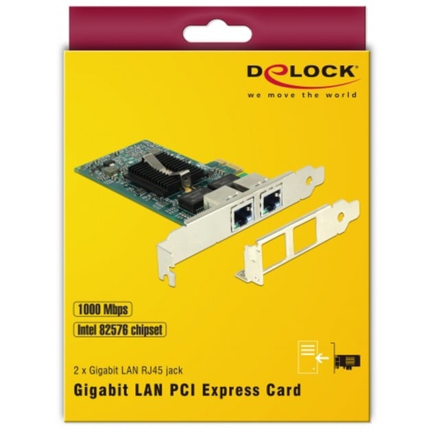 PCIe > 2 x Gigabit LAN, LAN-Adapter PCIe > 2 x Gigabit LAN, LAN-Adapter von Delock