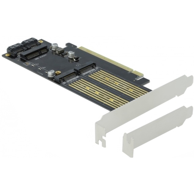 PCIe x16 Karte > 1 x M.2 Key B + 1 x NVMe M.2 Key M + 1 x mSATA, Schnittstellenkarte von Delock