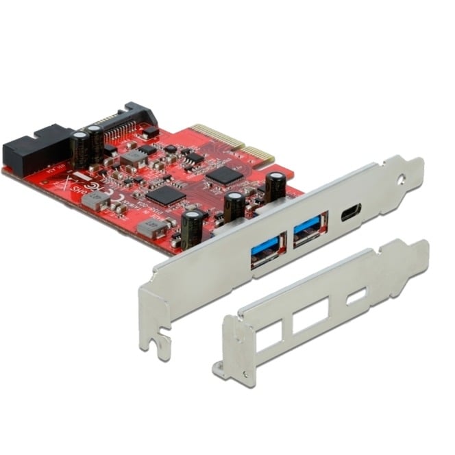 PCIe x4 > 1x USB 3.2 Gen 2 USB-C,+ 2xUSB-A, 1x intern USB 3.2 Gen 1, Schnittstellenkarte von Delock
