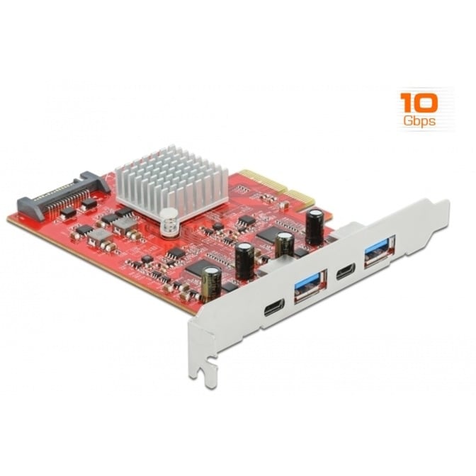 PCIe x4> 2x USB 3.2 Gen 2 Typ-A + 2x USB-C, USB-Controller von Delock