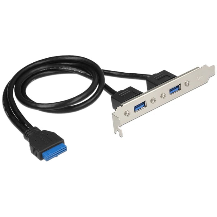 Slotblech 1 x 19 Pin USB 3.0 Pfostenbuchse intern > 2 x USB 3.0 Typ-A Buchse extern, Slotblende von Delock