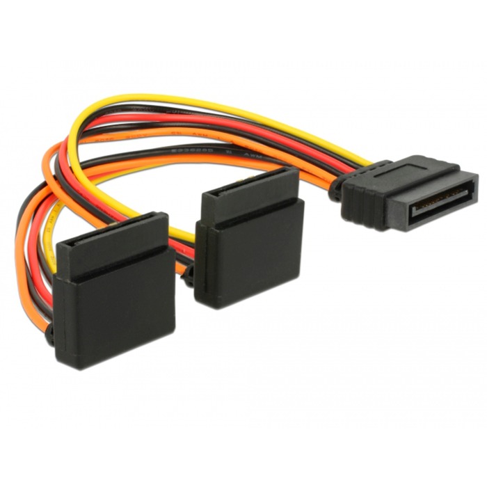 Stromkabel SATA 15Pin (Stecker) > 2x SATA 15Pin (Buchse) von Delock