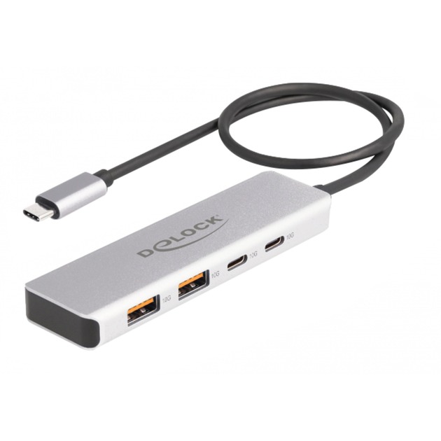 USB 10 Gbps USB Type-C Hub mit 2 x USB Typ-A und 2 x USB Type-C, USB-Hub von Delock