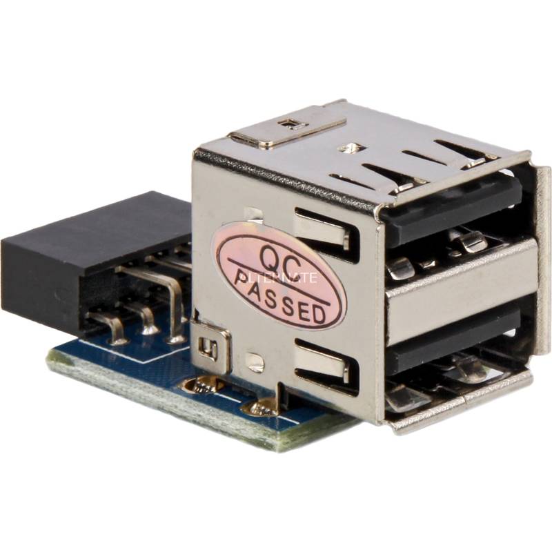 USB 2.0 Adapter, 9 Pin Header > 2x USB-A Buchse von Delock