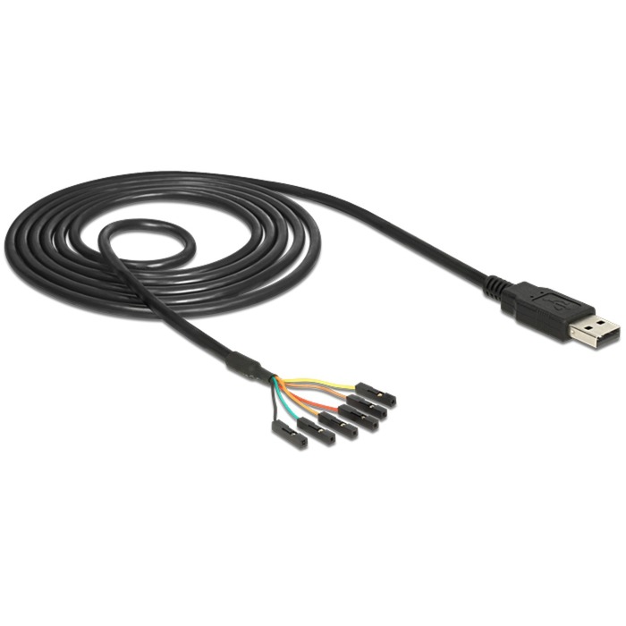 USB 2.0 Konverter, USB-A Stecker > Seriell TTL 6 Pin Header Buchse einzeln von Delock