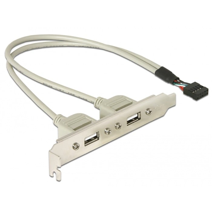 USB 2.0 Slotblende, 10 Pin Header > 2x USB-A Buchse von Delock