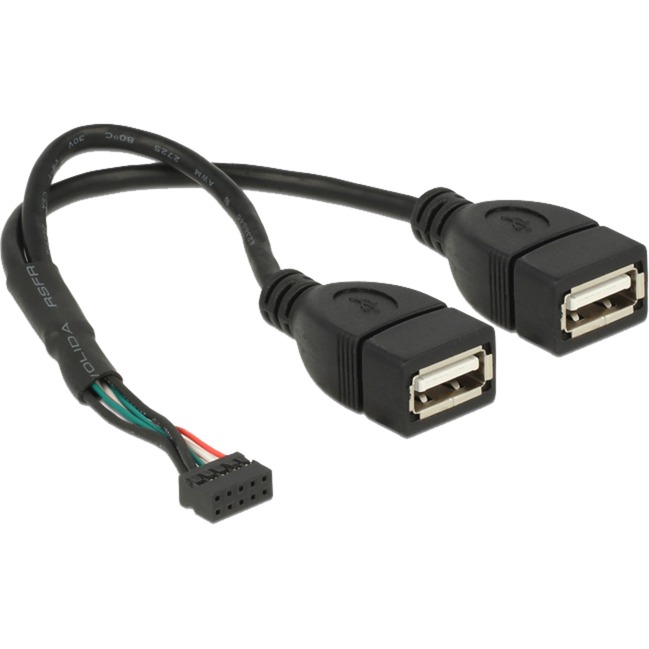 USB 2.0 Y-Kabel, 10 Pin Header > 2x USB-A Buchse von Delock