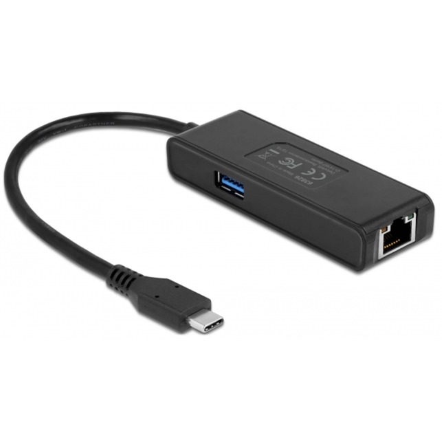 USB 3.2 Gen 1 Adapter, USB-C Stecker > RJ-45 + USB-A Buchse von Delock