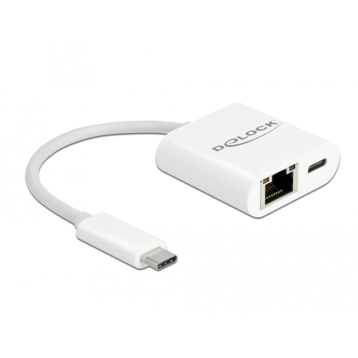 USB 3.2 Gen 1 Adapter, USB-C Stecker > RJ-45 Buchse + USB-C Buchse von Delock