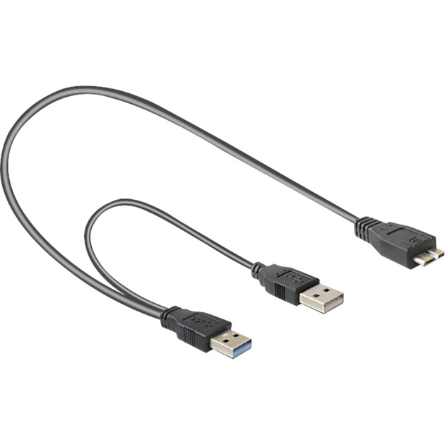 USB 3.2 Gen 1 Y-Kabel, 2x USB-A Stecker > Micro-USB 3 Stecker von Delock