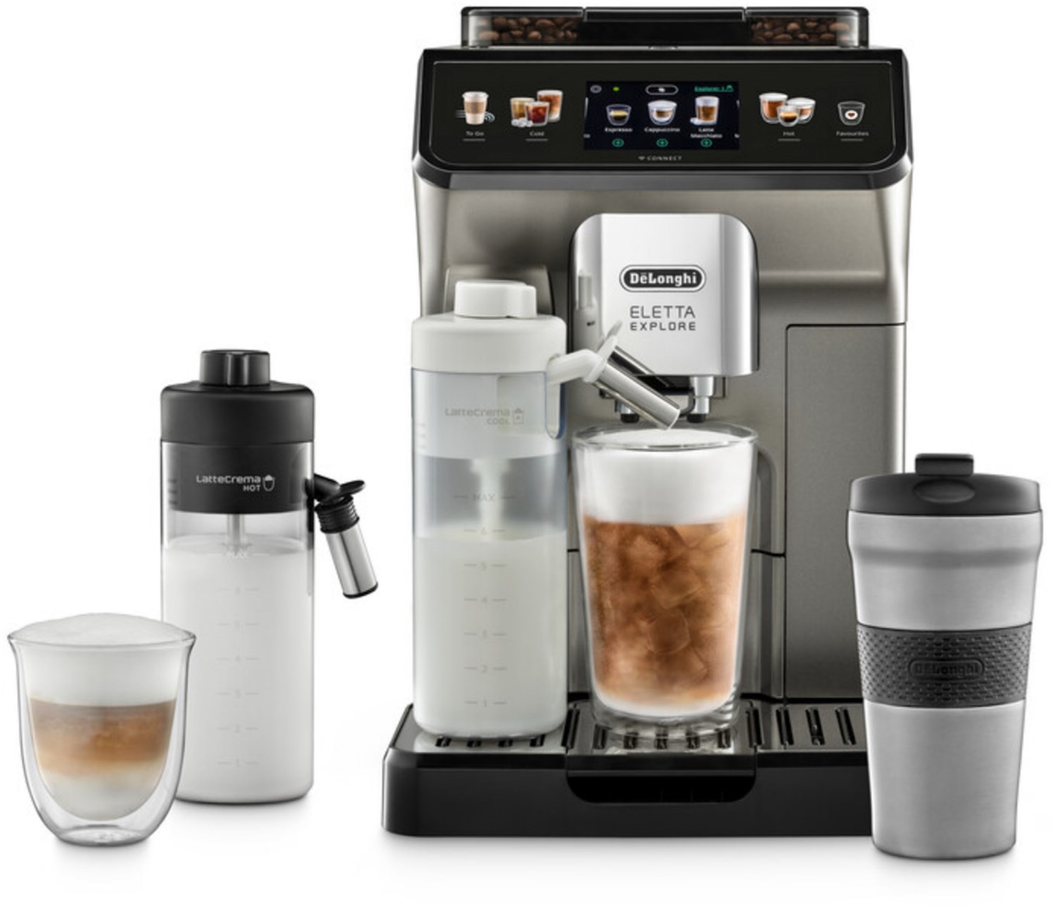 Eletta Explore Cold Brew ECAM450.86.T Kaffee-Vollautomat titan Eletta Explore Cold Brew ECAM450.86.T Kaffee-Vollautomat titan von Delonghi