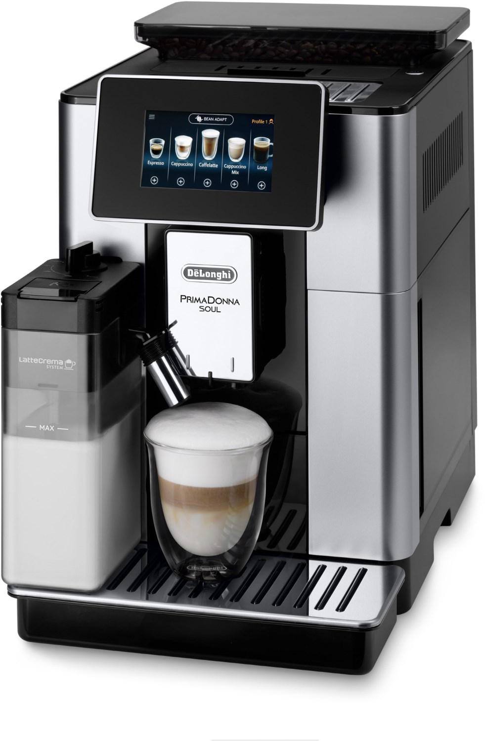 PrimaDonna Soul ECAM 610.55.SB Kaffee-Vollautomat silber/schwarz von Delonghi