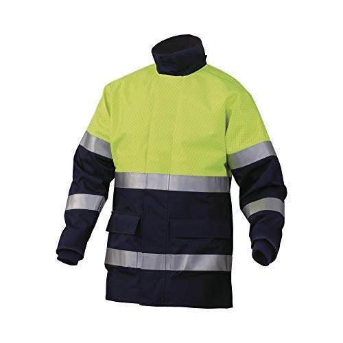 Delta Plus KOMO2HVJMGT Warnschutz Schützender Parka aus Polyester/Antistatischen Fasern mit Pu-Beschichtet, Neongelb/Marineblau, Größe L von Deltaplus