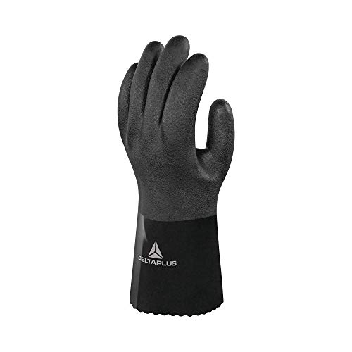 Delta Plus VE781NO11 Antistatischer Handschuh Getränkt In PVC auf Baumwollesupport Typ Erdölarbeiter, Schwarz, Größe 11 von Delta Plus