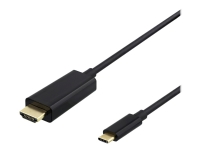 DELTACO - Adapterkabel - 24 pin USB-C han til HDMI han - 1 m - sort - 4K30 Hz Unterstützung von Deltaco