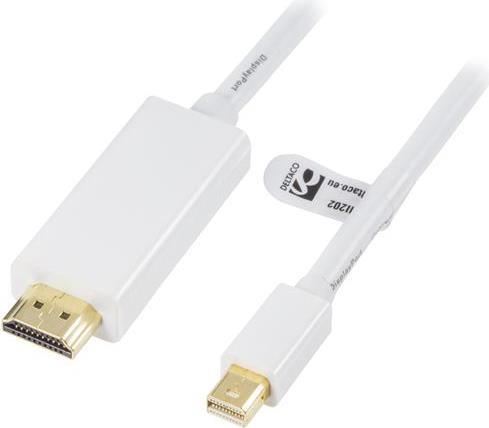 Deltaco DP-HDMI202 Videokabel-Adapter 2 m Mini DisplayPort HDMI Typ A (Standard) Weiß (DP-HDMI202) von Deltaco