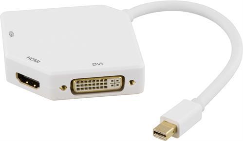 Deltaco DP-MULTI2 Videokabel-Adapter 0,15 m Mini DisplayPort DVI-D + VGA (D-Sub) + HDMI Weiß (DP-MULTI2) von Deltaco