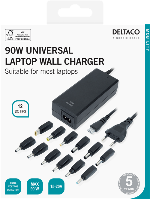 Deltaco SMP-90W12 Netzteil & Spannungsumwandler Indoor 90 W Schwarz (SMP-90W12) von Deltaco