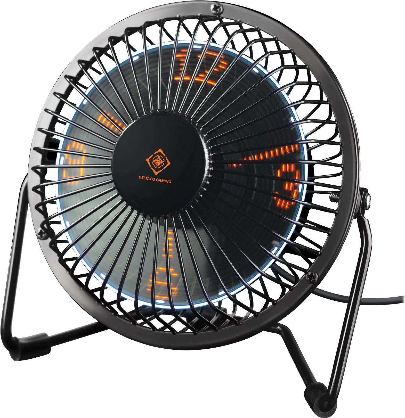 Deltaco Tischventilator m. LED-Uhr schwarz (GAM-054) von Deltaco