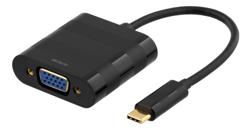 Deltaco USBC-1098 Videokabel-Adapter 0,1 m USB Typ-C VGA (D-Sub) Schwarz (USBC-1098) von Deltaco