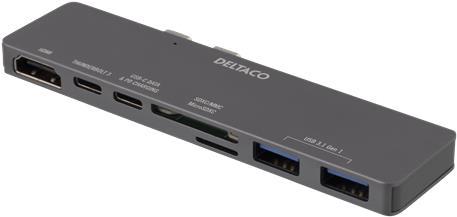 Deltaco USBC-1290 Notebook-Dockingstation & Portreplikator Andocken Silber (USBC-1290) von Deltaco