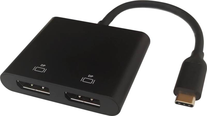 Deltaco USBC-2DP Videokabel-Adapter 0,1 m USB Typ-C 2 x DisplayPort Schwarz (USBC-2DP) von Deltaco