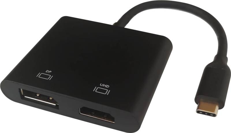 Deltaco USBC-HDDP Videokabel-Adapter 0,1 m USB Typ-C HDMI + DisplayPort Schwarz (USBC-HDDP) von Deltaco