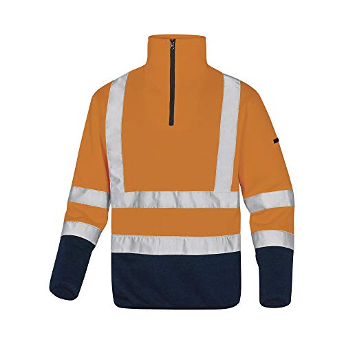 Delta Plus MARHVOM3X Hochsichtbarer Fleece-Pullover im Polyesterlook, Neonorange/Marineblau, Größe 3XL von Deltaplus