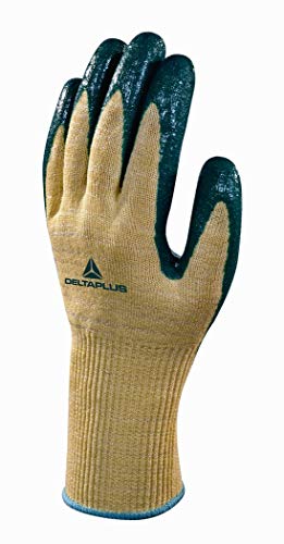 Delta Plus VECUT57VE08 Para-Aramid Feinstrickhandschuh, Nitril-Beschichtete Handfläche, Gelb-Grün, 08 von Deltaplus