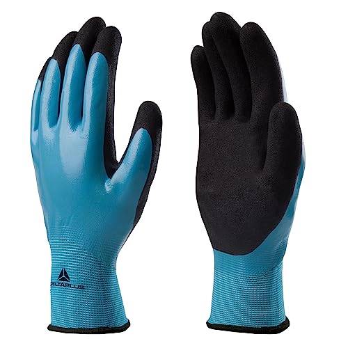 Delta Plus VV636BL08 Polyamid-Handschuh - Nitrilbeschichtete Hand - Nitrilschaum-Beschichtete Handfläche, Blau-Schwarz, Größe 08 von Deltaplus