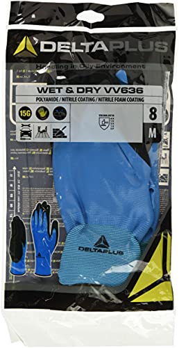 Delta Plus VV636BL08 Polyamid-Handschuh - Nitrilbeschichtete Hand - Nitrilschaum-Beschichtete Handfläche, Blau-Schwarz, Größe 08 Delta Plus VV636BL08 Polyamid-Handschuh - Nitrilbeschichtete Hand - Nitrilschaum-Beschichtete Handfläche, Blau-Schwarz, Größe 08 von Deltaplus