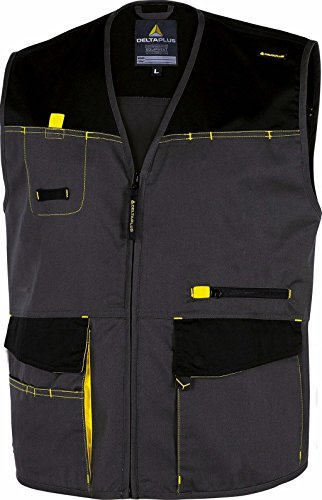 Deltaplus DMGILGJTM D-Mach Arbeitsweste Aus Polyester Baumwolle, Grau-Gelb, Größe M von Deltaplus