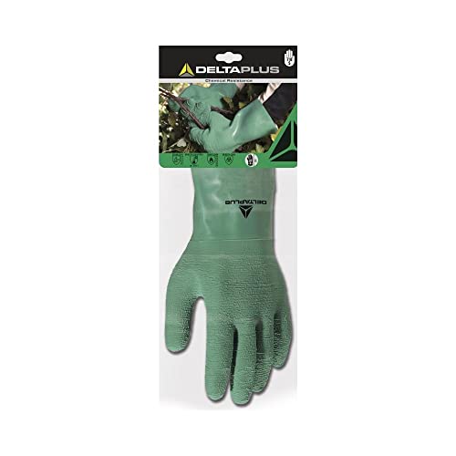 Deltaplus DPLAT5007 Naturlatex-Handschuhe Auf Baumwolljersey Träger - Länge: 30 Cm, Grün, Größe 7/8 von Deltaplus