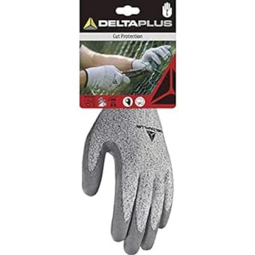 Deltaplus DPVECUT34GR07 Feinstrickhandschuh Econocut - Pu-Beschichtete Handfläche - 13Er Teilung, Grau, Größe 07 von Deltaplus