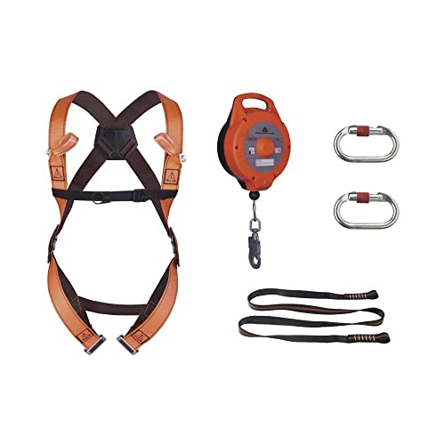Deltaplus ELARA270 Sicherheitsset "Vertical 10 M": Har12 + An12010T + Lo030200 + Am002, Orange, Größe S/M/L von Deltaplus