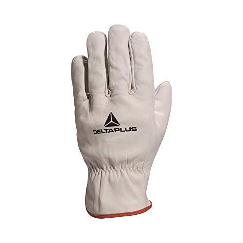 Deltaplus FBN4909 Handschuh Ganz Aus Rindsnarbenleder, Grau Mit Roter Borte, Natur, Größe 09 von Deltaplus