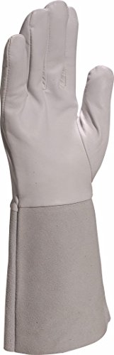 Deltaplus GFA115K10 Handschuh Aus Lammsnarbenleder Mit Kevlar-Faden Und Stulpe 15 Cm, Grau, Größe 10 von Deltaplus