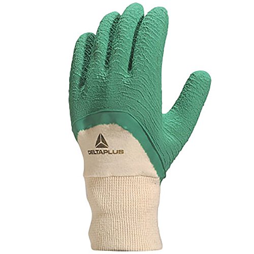 Deltaplus LA50009 Beschichteter Latexhandschuh, Crepe Auf Baumwolle, Grün, Unbeschichteter Handrüc, Grün, Größe 09 von Deltaplus