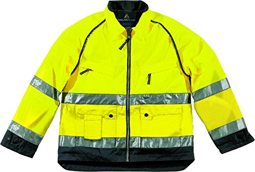 Deltaplus MHVESJAXG Mach Hochsichtbarer Arbeitsjacke Aus Baumwolle / Polyester, Neongelb-Grau, Größe XL von Deltaplus